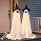 Greentek; 2 Pack Halloween Ghost Decorations Outdoor with Remote Lights, Battery Operated Light Up Ghost Yard Decorations with Adjustable Tripod Stands, Witch Hats and Stakes for Front Porch Lawn Party Decor; Category:Outdoor Halloween Decorations; Image:2